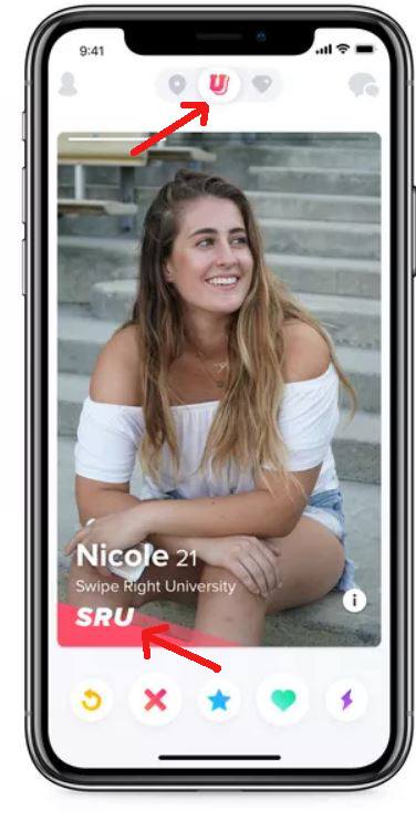 tinder university funktion markierung