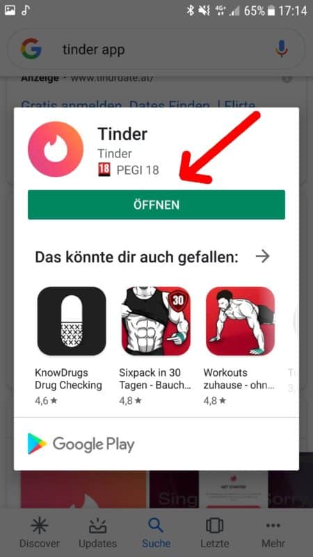 So funktioniert die Tinder Installation im Google Play Store