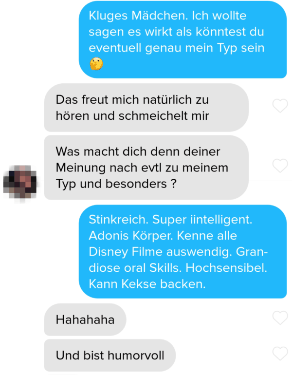 beispiel für flirten im chat durch übertreiben