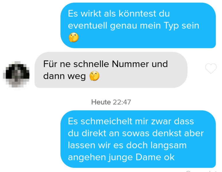 Beispiel für Tinder Chat Trick Frame-Reversal