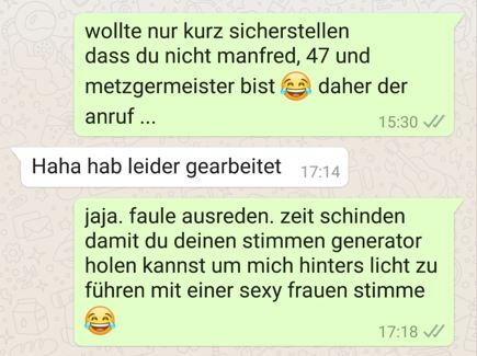 Beispielchat für das Prinzip, den WhatsApp Flirt Chat nicht so ernst zu nehmen