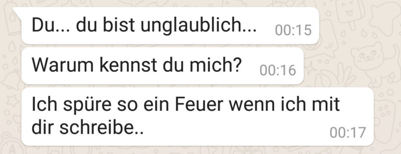 Beispiel für eine gute Reaktion, gut flirtest auf WhatsApp