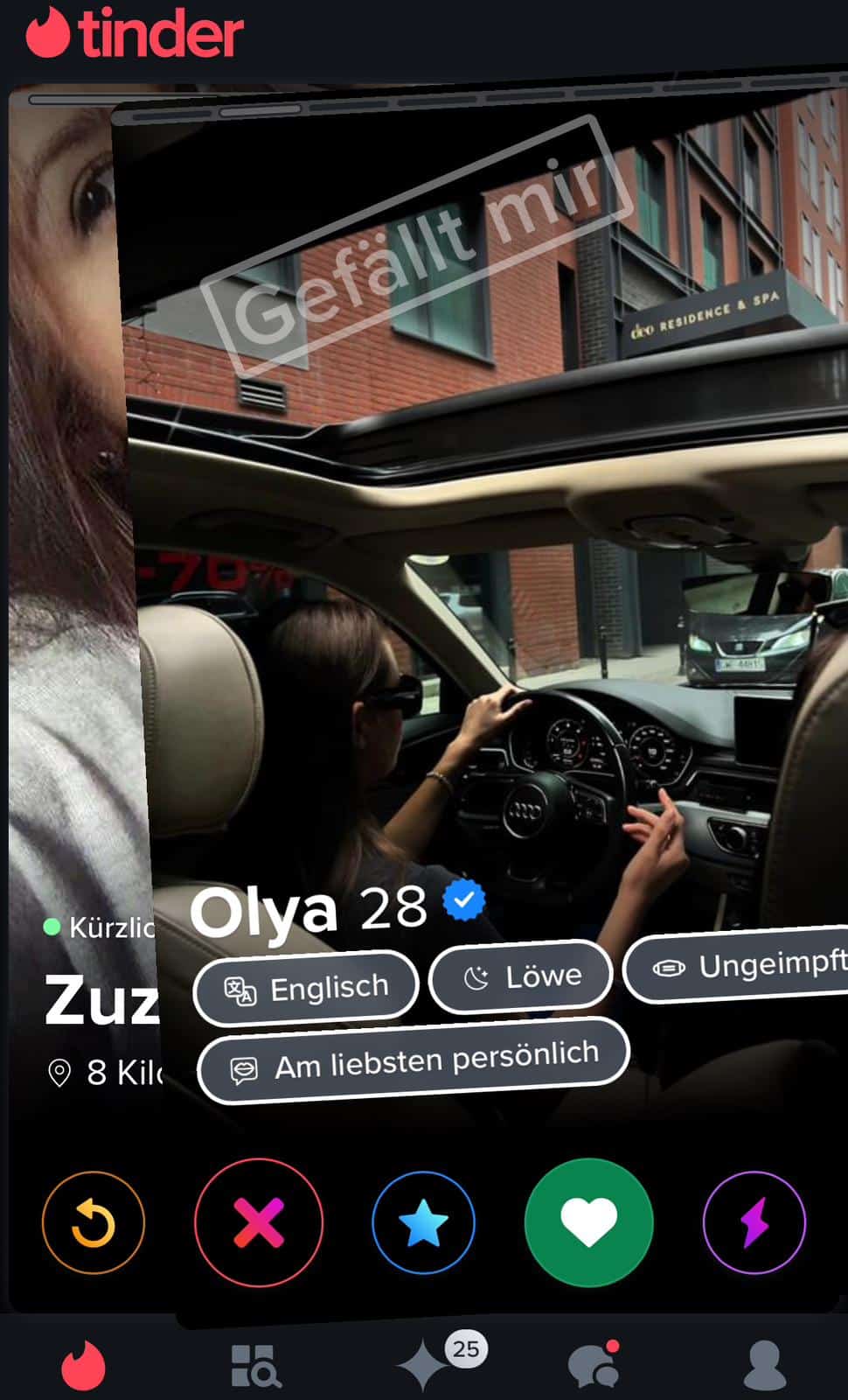 So funktioniert Tinder beim Swipen, wenn du jemandem ein Like gibst