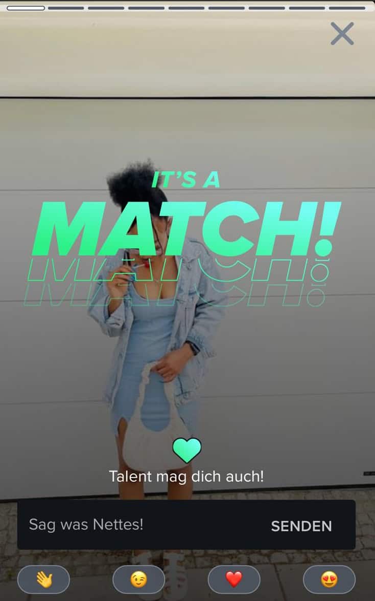 So sieht ein Tinder Match aus