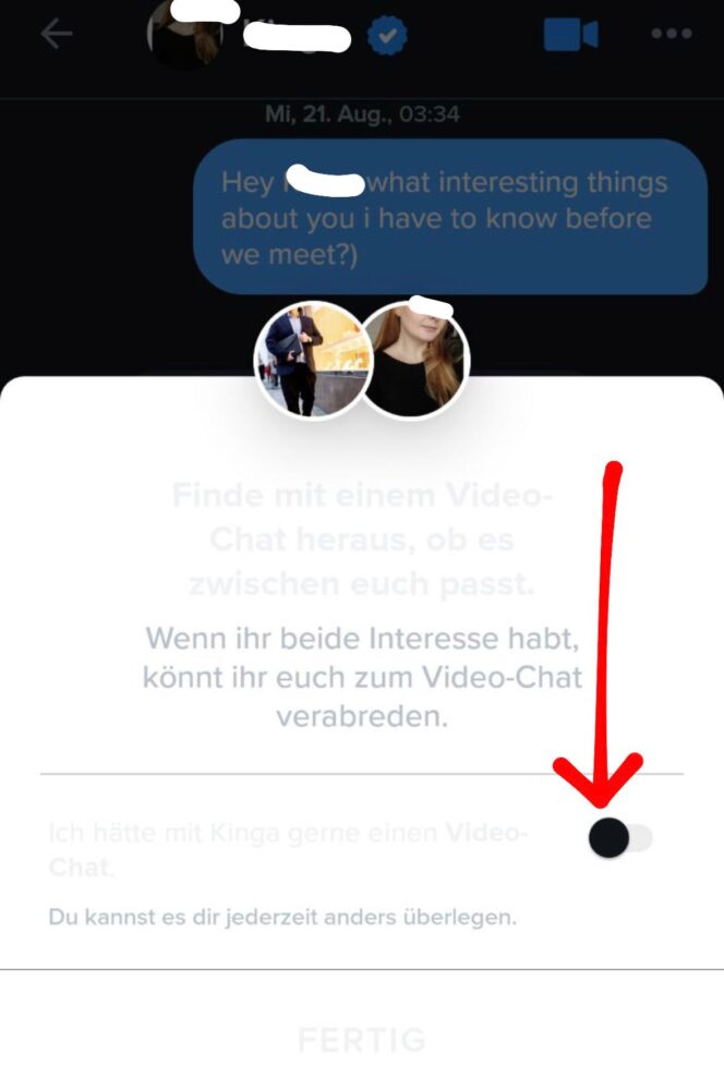 So startest du einen Video-Chat auf Tinder im Chat