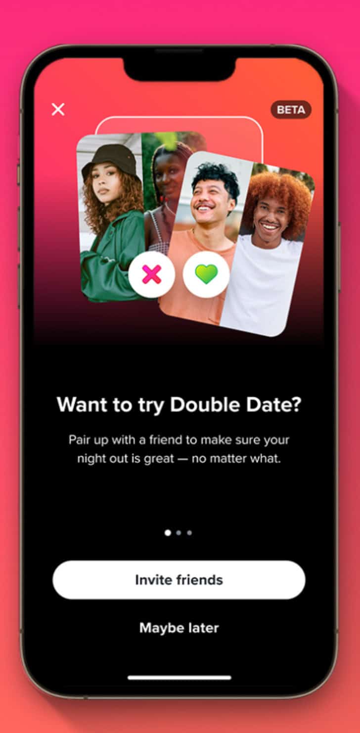 So sieht das Double Date Interface auf Tinder aus