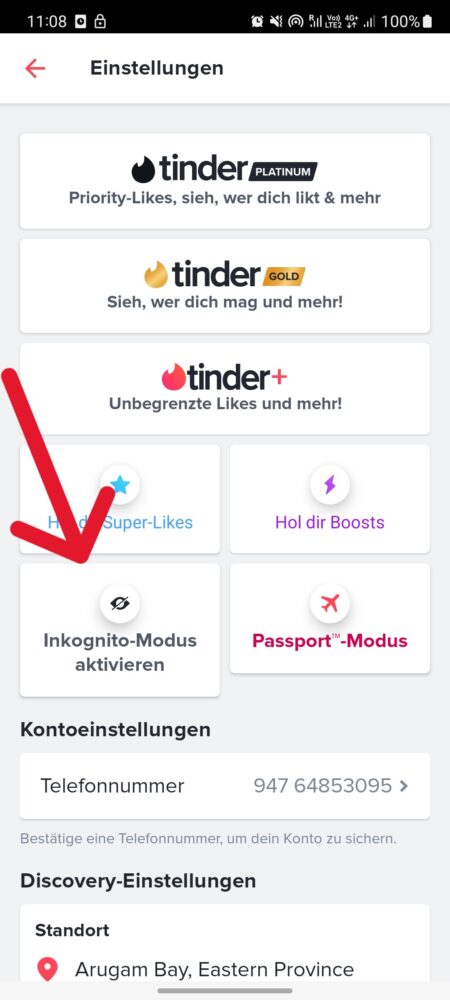 So aktivierst du den Tinder Inkognito-Modus