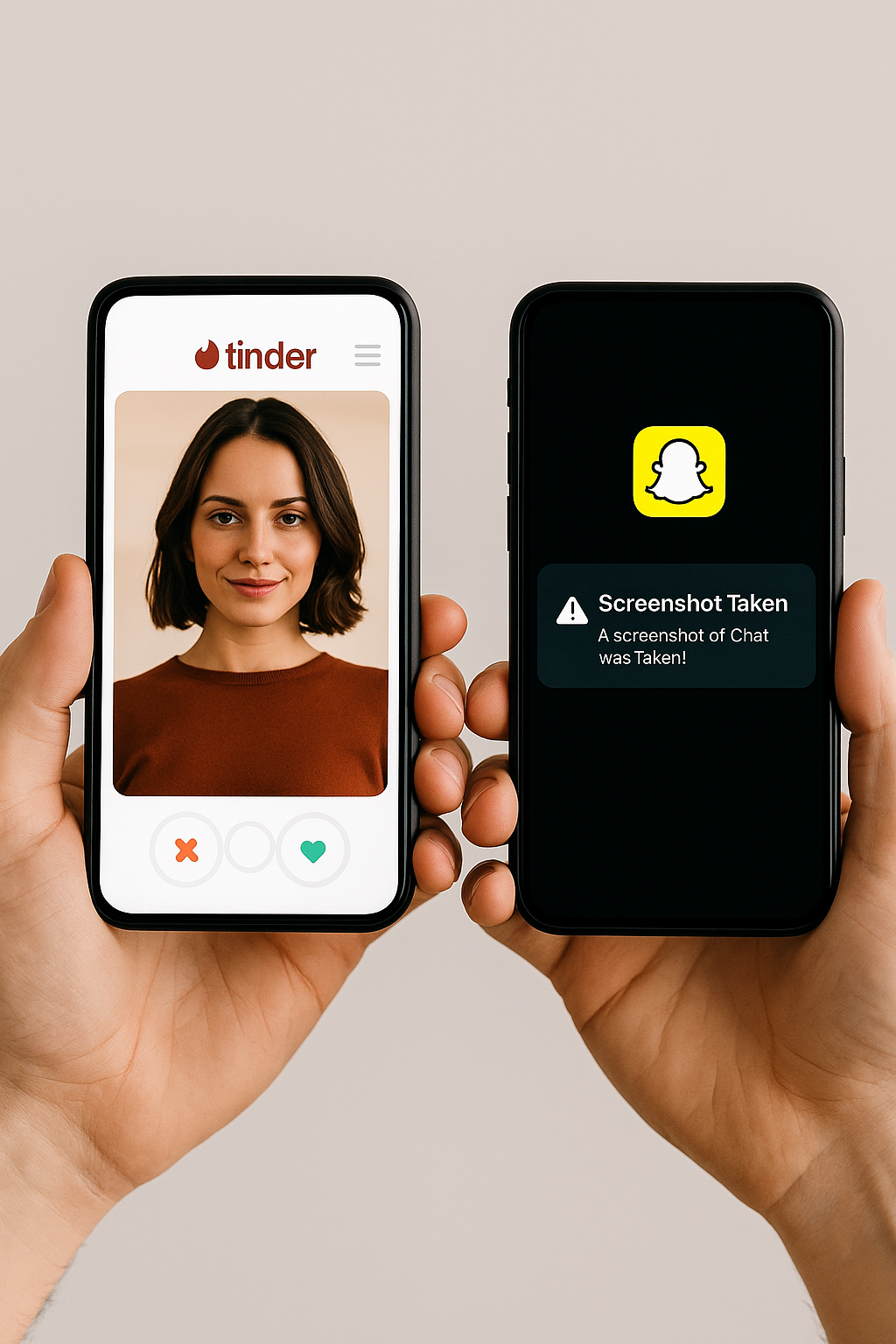 Bildschirmfotos auf Tinder im Vergleich zu Snapchat