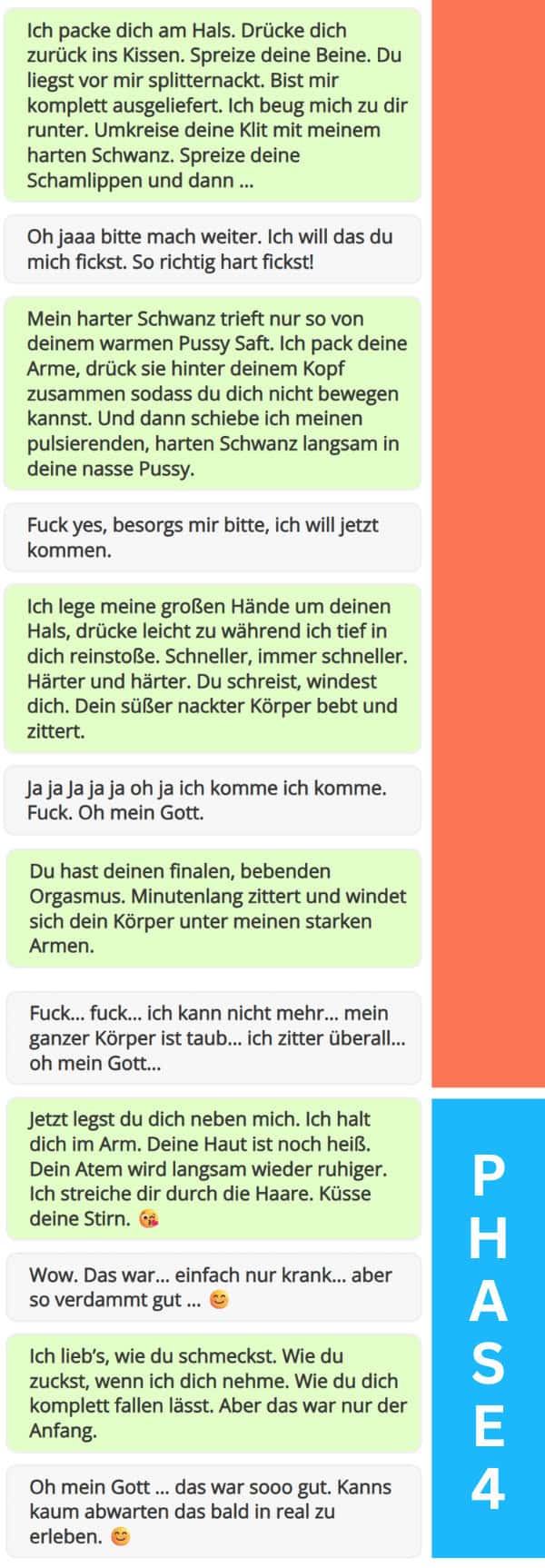 So sieht ein Sexting Chat aus von WhatsApp mit den einzelnen Sexting Phasen