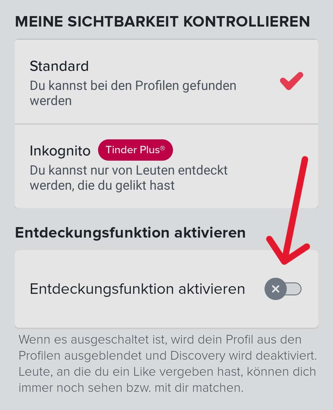 So gehst du vor, wenn du deine Sichtbarkeit kontrollieren willst und die Entdeckungsfunktion ausschalten willst